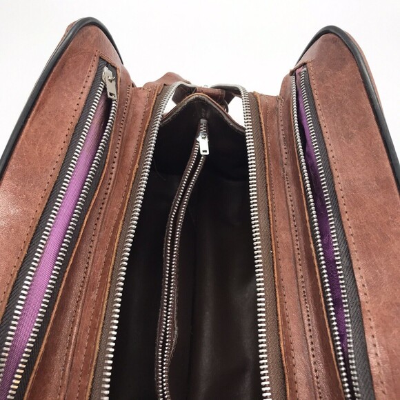 Vintage 60s Artisan Hand Tooled Carved Leather Rose & Indian Shoulder Bag Mexico - Picture 8 of 10